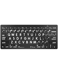 Мини-клавиатура Logickeyboard Bluetooth с крупным шрифтом (белая на черном фоне, американский английский)