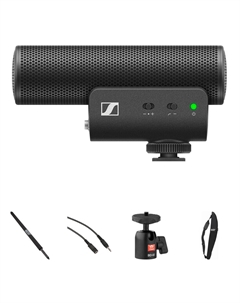 Комплект микрофонов Sennheiser MKE 400 Boom Kit с креплением на камеру, микрофон-пушка с микрофонной стойкой и аксессуарами