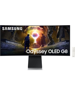 Samsung Odyssey QD-OLED G8 G85SD 34-дюймовый сверхширокий изогнутый игровой монитор 1440p HDR 175 Гц (серебристый)