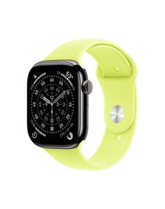 Умные часы Apple Watch Series 11 (GPS+Cellular), 46 мм, Slate Titanium Case/Neon Yellow Sport Band - S/M