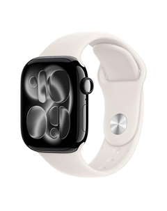 Умные часы Apple Watch Series 11 (GPS), 46 мм, Jet Black Aluminum Case/Starlight Sport Band - S/M