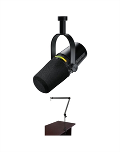 Комплект микрофона Shure MV7+ Podcast XLR/USB с трансляционным держателем (черный)