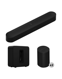 Саундбар Sonos Beam Gen 2 с беспроводным сабвуфером Sub 4 и комплектом двух динамиков Era 100 (черный)