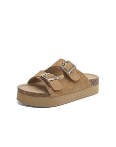 Женские бесшумные шлепанцы EVA на платформе верблюжий, цвет Camel Daphne