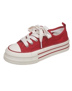 Женские низкие кеды из канвы красные, цвет Red Jimixiong