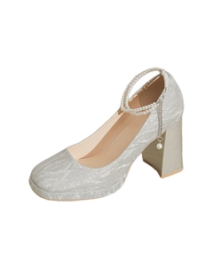 Женские туфли на платформе с массивным каблуком серебристые, цвет Silver Bigtree