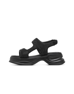 Женские сандалии на одной застежке черные, цвет Black C°banner