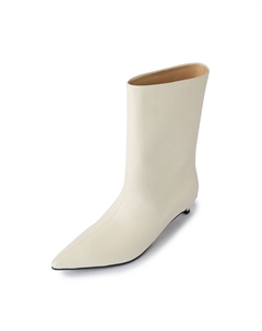 Белые женские полусапожки на среднем каблуке 3-5 см с одинарной подкладкой, цвет White Medium Tube Single Lining Echo&yolo