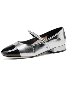 Туфли Мэри Джейн на массивном каблуке для женщин серебристо-черные, цвет Silver/Black Josiny