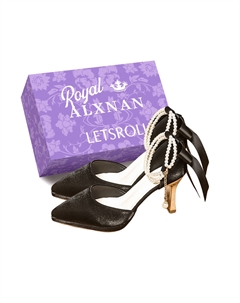 Женские туфли на платформе с массивным каблуком - черные с коробкой, цвет Black+Box Alxnan