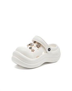 Белые женские клоги, цвет White Red dragonfly