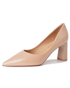 Женские туфли на платформе с массивным каблуком - нюд, цвет Nude Lan miao