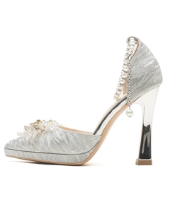 Женские туфли на платформе с массивным каблуком серебристые, цвет Silver Goso