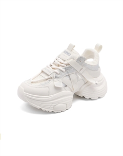 Женские низкие массивные кроссовки серебристо-белые с вырезами, цвет White Cut-Out Red dragonfly