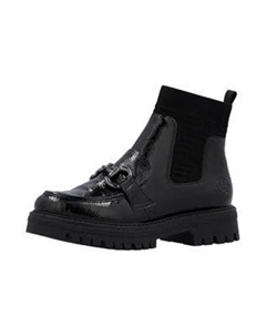 Женские ботинки челси лакированные с пряжкой, черный Rieker