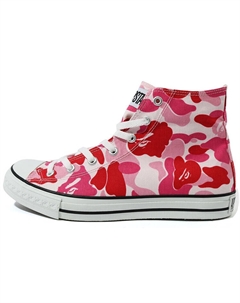 ABC Camo Стильные женские высокие скейтбордические кеды красного цвета A bathing ape®