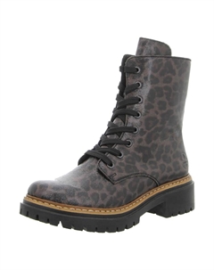 Женские зимние ботинки высокие с леопардовым принтом, серый Rieker