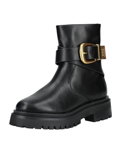 Женские байкерские ботинки кожаные с золотой пряжкой, черный Steve madden