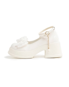 Женские туфли Мэри Джейн на массивном каблуке экрю, цвет Ecru 7 sevfun