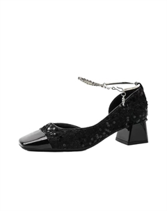 Женские туфли на платформе с массивным каблуком черные, цвет Black Obwa