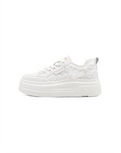 Женские скейтерские кеды лоу-топ белые, цвет White Red dragonfly