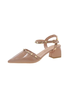 Женские туфли на платформе с массивным каблуком 4 см - телесные, цвет Nude-4cm Take the qin