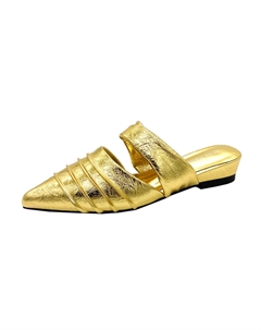 Женские тапочки с закрытым носком на резиновой подошве устойчивые к истиранию золотистые, цвет Gold Zomila