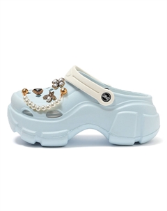 Клоги женские светло-голубые с жемчужным камнем, цвет Light Blue (Pearl Gemstone) Cat power