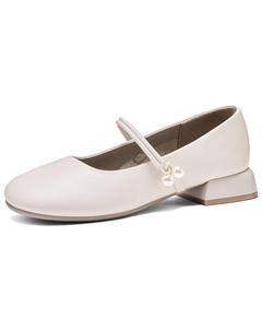 Женские туфли Мэри Джейн на массивном каблуке экрю, цвет Ecru Josiny