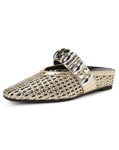 Женские тапочки с закрытым носком на резиновой подошве устойчивые к истиранию золотистые, цвет Gold Lanza