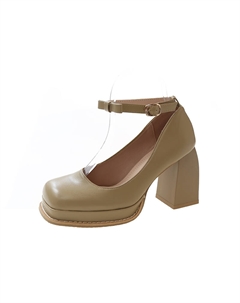 Женские туфли на платформе с массивным каблуком - хаки, цвет Khaki Xingdiman
