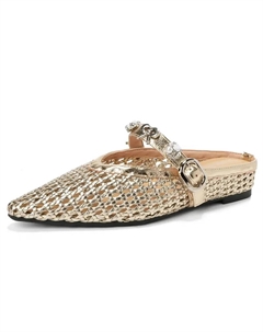 Женские тапочки с закрытым носком, резиновой подошвой, вырезами и устойчивостью к истиранию, золотистые, цвет Gold Lanza