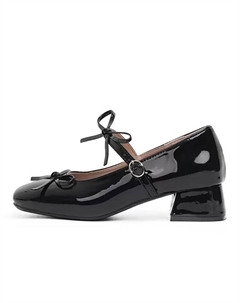 Женские туфли Мэри Джейн на массивном каблуке черные, цвет Black 7 sevfun