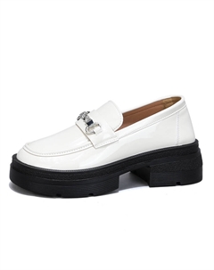 Женские лоферы на платформе 5,5 см из кожи бежевого цвета, цвет Beige Warrior