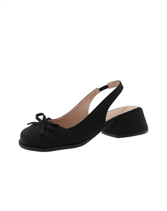 Женские туфли на платформе с массивным каблуком - черные, высота 4 см, цвет Black-4cm Take the qin