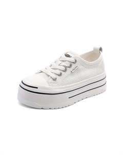 Женские дышащие низкие повседневные туфли с амортизацией для увеличения роста желто-белые, цвет White Red dragonfly