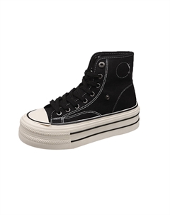 Женские высокие кеды из хлопка черные, цвет Black Jimixiong