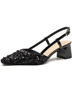 Женские туфли на платформе с массивным каблуком черные, цвет Black Goso