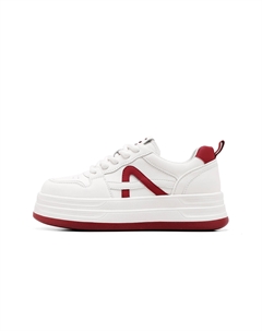 Женские низкие скейтерские кроссовки бело-красные, цвет White Red C°banner