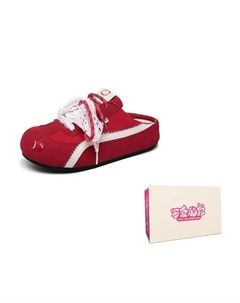 Женские тапочки с закрытым носком, устойчивые к истиранию и запаху, с красными яблочными шнурками, цвет Red Apple Lace Shoelace Box Lovely you