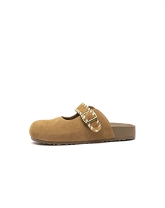 Женские тапочки с закрытым носком на резиновой подошве коричневый верблюд, цвет Brown Camel Red dragonfly