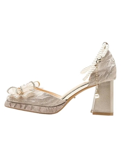 Женские туфли на платформе с массивным каблуком - шампань голд, цвет Champagne Gold Lanza