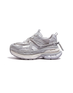 Высокие массивные кроссовки женские бело-серебристые, цвет White/Silver Camel