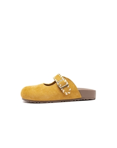 Женские закрытые тапочки на резиновой подошве желтые, цвет Yellow Red dragonfly