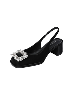 Женские туфли на платформе с массивным каблуком черные, цвет Black Tataya