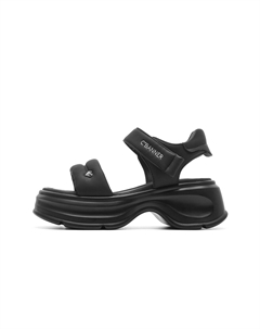 Женские сандалии на среднем каблуке с одной застежкой черные, цвет Black C°banner