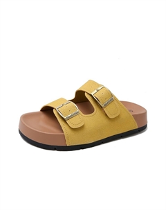 Тихие противоскользящие шлепанцы-слипоны женские желтые, цвет Yellow Bigtree