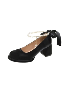 Женские туфли на платформе с массивным каблуком черные, цвет Black Umek