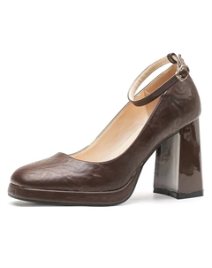 Женские туфли на платформе с массивным каблуком - коричневые, цвет Brown Goso