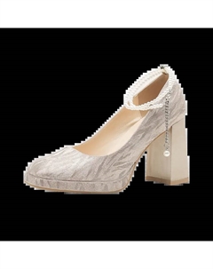 Женские туфли на платформе с массивным каблуком шампань, цвет Champagne Park dance